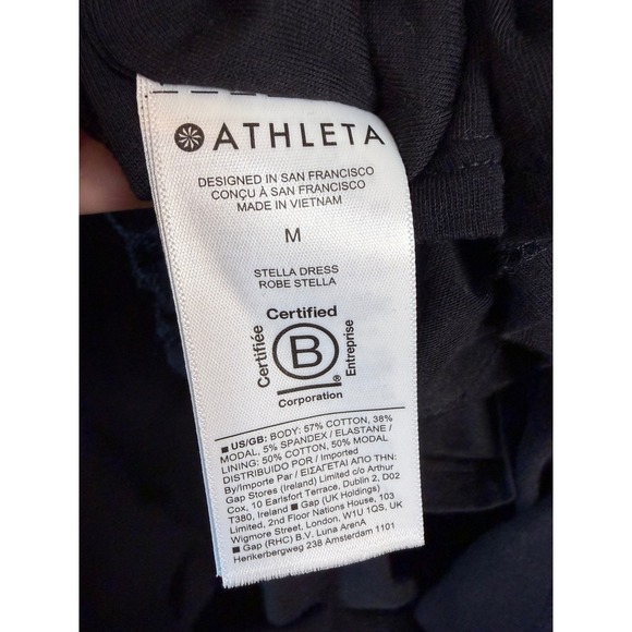 Athleta Stella Dress Black Ruched Sleeveless Midi Modal Blend Womens Size M - Picture 4 of 5